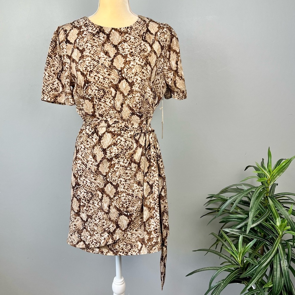 NWT | Blu Pepper Snake Print Mock Wrap Mini Dress
